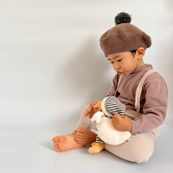 ポンポンベレー帽　ベレー帽　コットン100 ハンドメイド　ベビー　キッズ 2枚目の画像