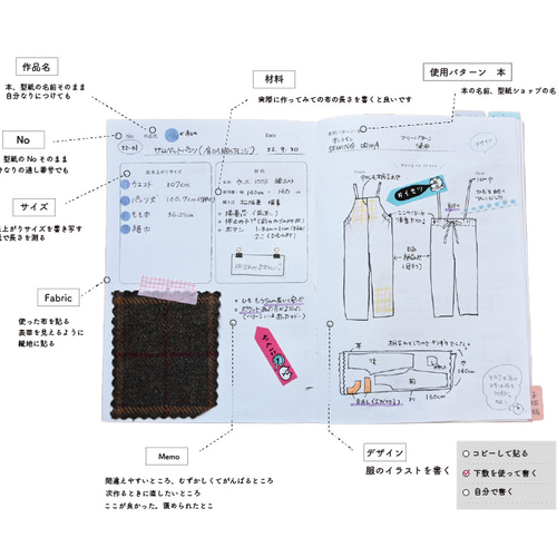 ソーイングノート ハンドメイドノート 作った作品を記録するノートです