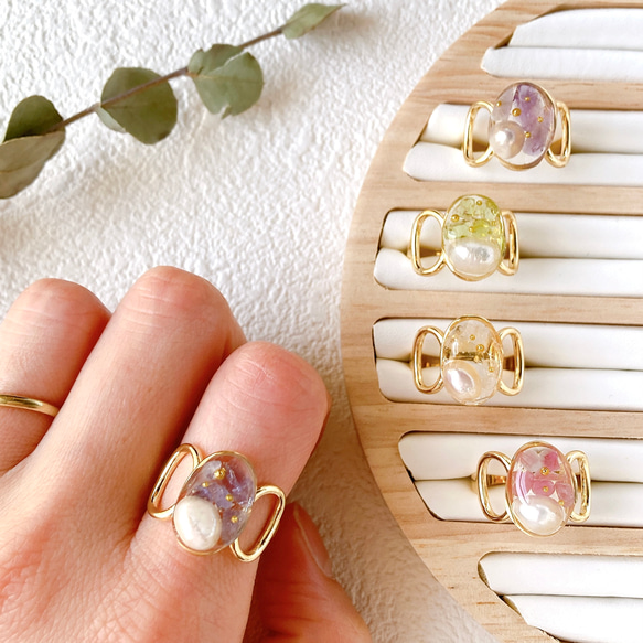[生日石精選糖果戒指] 戒指，天然石，淡水珍珠，最喜歡的顏色，大禮物，生日禮物 第2張的照片