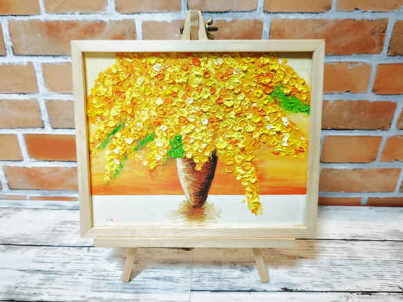 油絵 絵画 ミモザ【6切】 絵画 HR 通販 14722452｜Creema