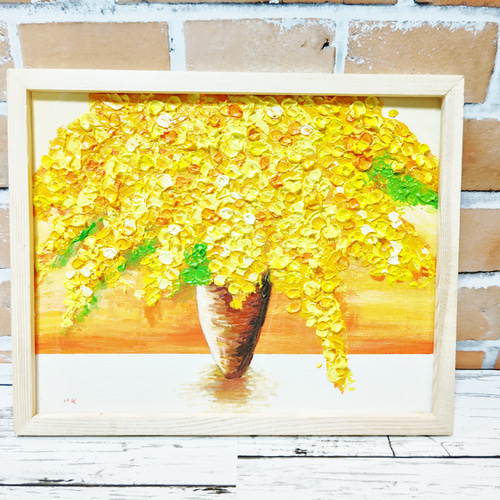 油絵 絵画 ミモザ【6切】 絵画 HR 通販 14722452｜Creema