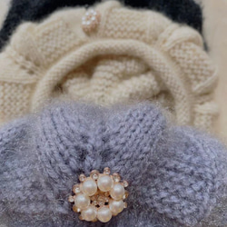 手編み【Lady's】♥形のふんわり暖かベレー帽　アイボリー 11枚目の画像