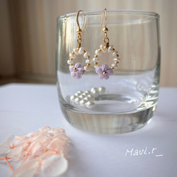 淡水珍珠 粉紫耳環 第3張的照片