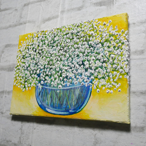 油絵 油彩 油彩画 絵 絵画 F0号【かすみ草】 油絵 油彩 油彩画 絵 絵画 【カスミソウ 】 絵画 HR 通販