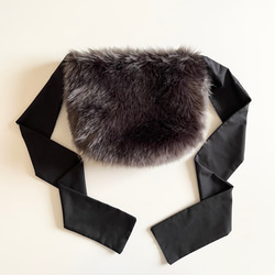 【soldout】3way eco fur ribbon tote bag（チャコール） 14枚目の画像
