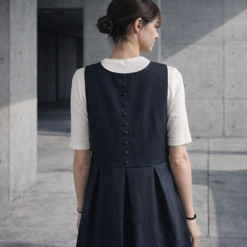 【タグ付き未使用品】45R　グルカスカート　ヒッコリー　コットンリネン　青　2 45R（フォーティファイブアール） 【定価3.3万】45R *麦サテンのグルカ