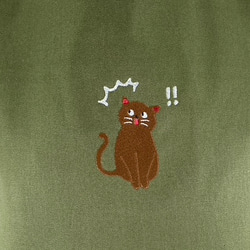 びっくり猫の刺繍 レギュラーキャンバスコットントートバッグ/エコバッグ【送料無料】 6枚目の画像