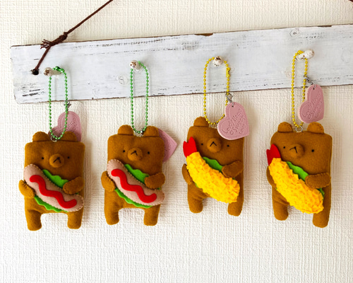 ハンドメイド べあらびシリーズ フェイクハンバーグ キーホルダー ハンドメイド べあらびシリーズ フェイクハンバーグ キーホルダー