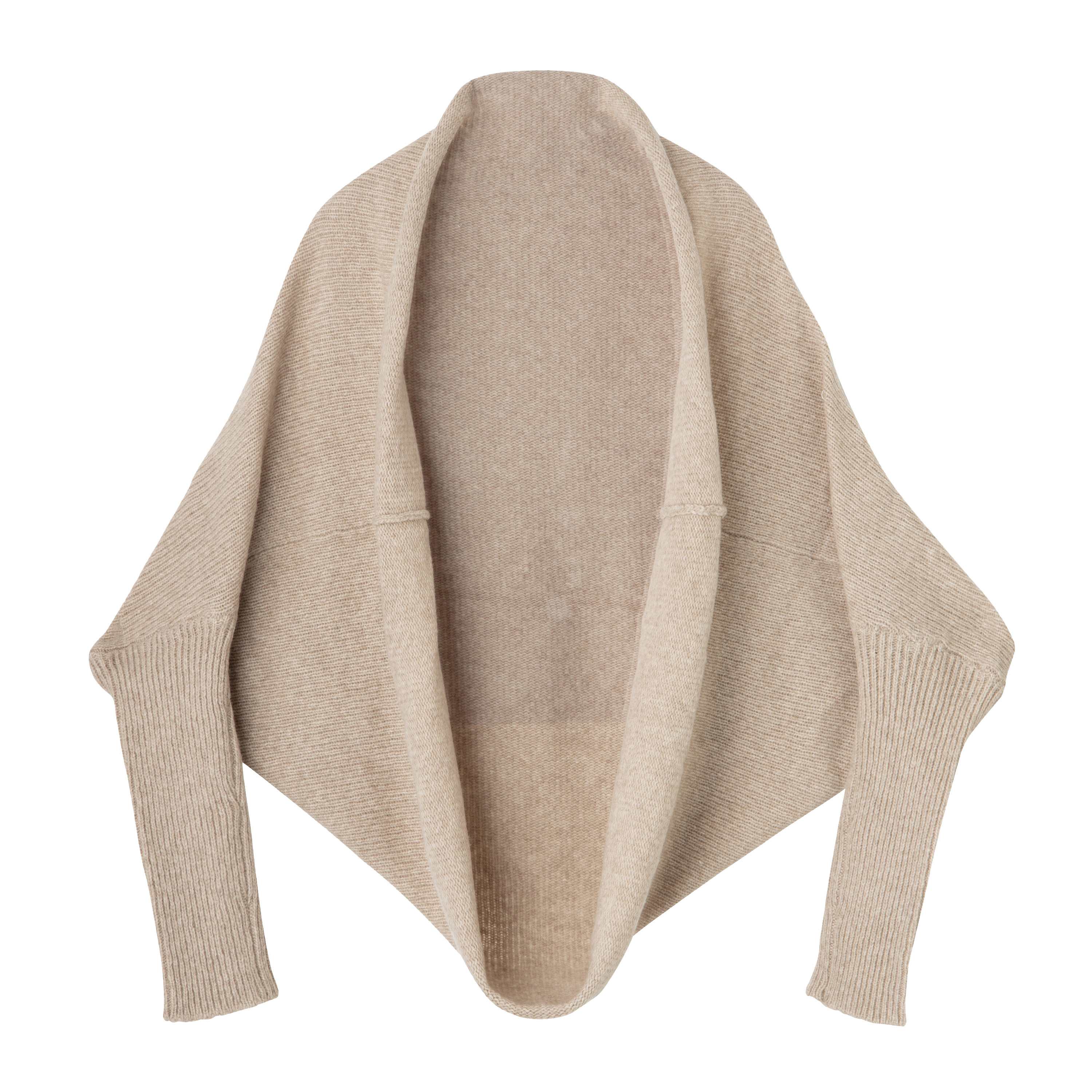 《送料無料》manymerry エアーソフト加工紡毛5ゲージロングボレロ BEIGE