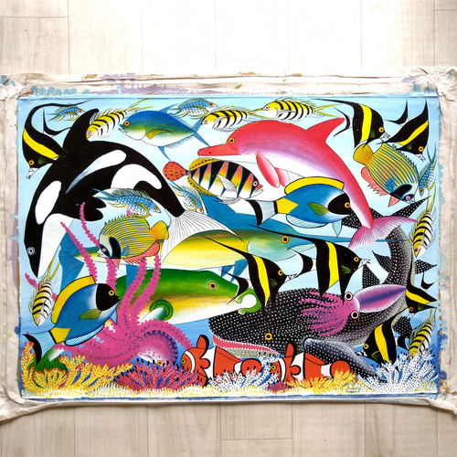 アフリカ絵画ティンガティンガ アフリカ絵画『 Sea world 2 』ティンガティンガ by Zuberi 50