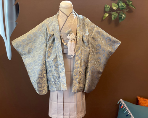 ５歳チェック袴単品　 簡単本格袴　紐下60　懐剣付　ハンドメイド　男の子 cae268e4d4ef798b66fdec9b884baf