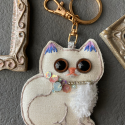 刺繍キーホルダー猫　バッグチャーム 4枚目の画像