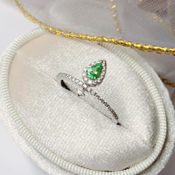 天然沙弗萊石 純銀戒指 石榴石 翠綠 細緻優雅 天然石 日系輕珠寶 第3張的照片