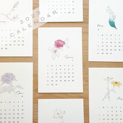 2023 フラワーカレンダー 12ヶ月の花 はがきサイズ　封筒付き【C】 1枚目の画像