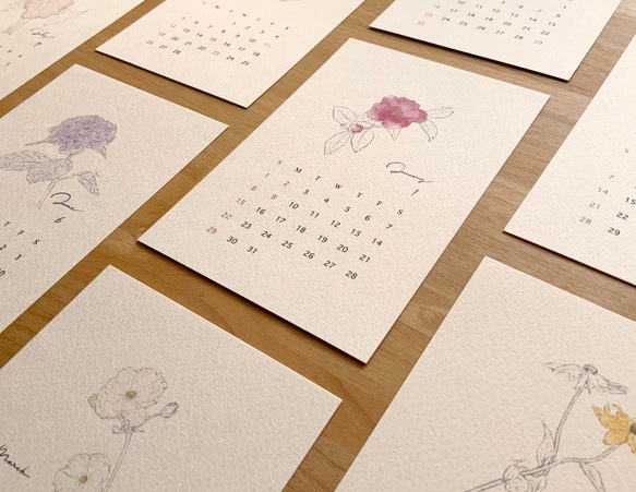 2023 フラワーカレンダー 12ヶ月の花 はがきサイズ　封筒付き【C】 2枚目の画像