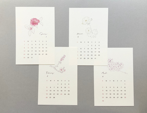 2023 フラワーカレンダー 12ヶ月の花 はがきサイズ　封筒付き【C】 4枚目の画像