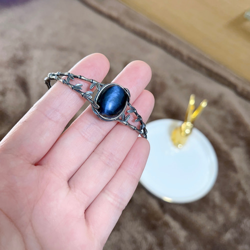 天然無処理 ピーターサイト デザイン バングル シルバーs925 バングル