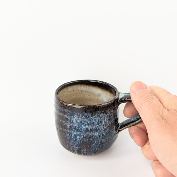 コーヒーカップ（ディープブルー）　　　　【手仕事　民芸　和　陶器　カップ　ナマコ】 5枚目の画像