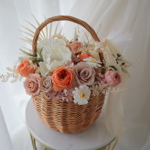 プリザーブドフラワー かごブーケ ウエディングブーケ 結婚式