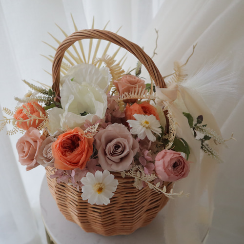 プリザーブドフラワー かごブーケ ウエディングブーケ 結婚式