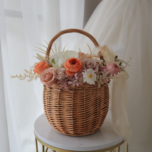 プリザーブドフラワー かごブーケ ウエディングブーケ 結婚式