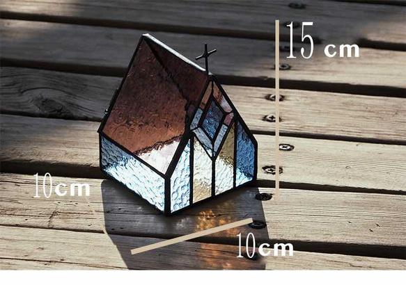 NEW❗️限定 教会キャンドルホルダー 小さなお家のオブジェ ステンドグラス 置物 インテリア 雑貨 3枚目の画像