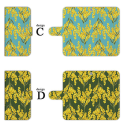 ミモザ スマホケース 手帳型 カバー iphone15 14 pro SE Galaxy ほぼ全機種対応 花柄 送料無料 4枚目の画像