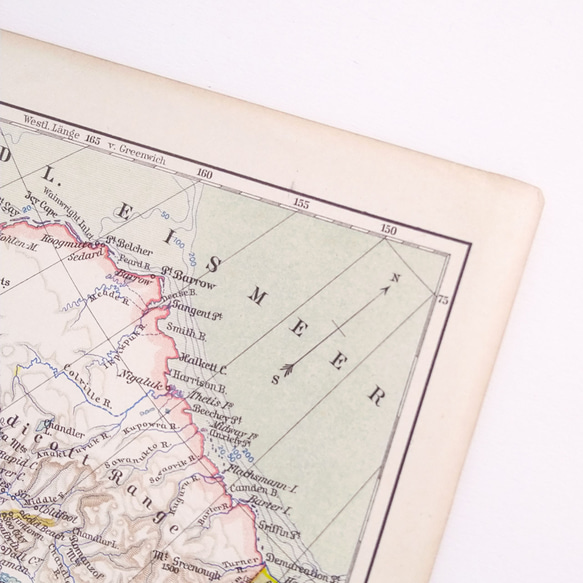 アラスカ アンティークマップ 古地図 ヴィンテージペーパー 図版 マイヤー百科事典 1957-17 4枚目の画像