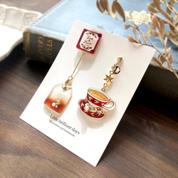 Teabag earring -red-｜ティーバッグイヤリング・ピアス〔紅茶シリーズ〕 4枚目の画像