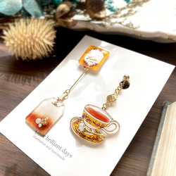 Teabag earring -yellow-｜ティーバッグイヤリング・ピアス〔紅茶シリーズ〕 5枚目の画像