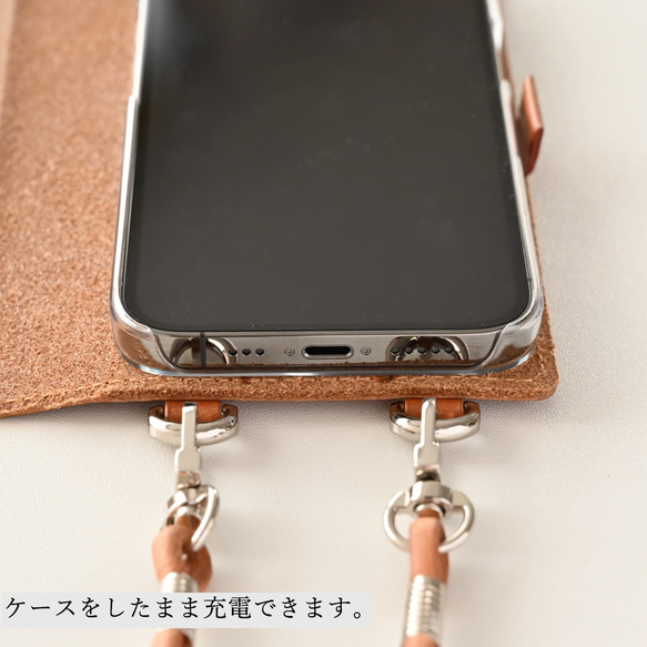 全機種対応 スマホケース 本革 【オイルレザー スマホショルダー ver】スマホストラップ付き 送料無料 AC03M 7枚目の画像