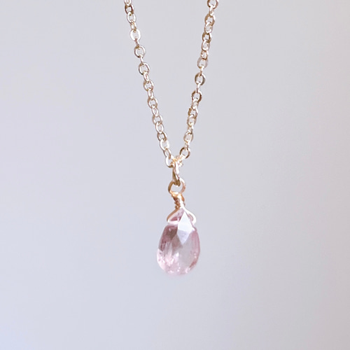 10月誕生石》石が選べるマルチカラートルマリンのしずく一粒ネックレス