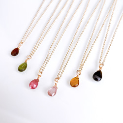 14KGF グリーントルマリンとブラウントパーズのネックレス