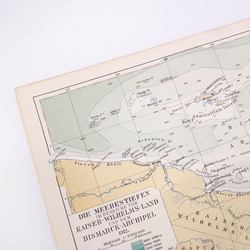 カイザー・ヴィルヘルムス・ラントとビスマルク諸島の海の深さ アンティークマップ 古地図 1957-108 4枚目の画像