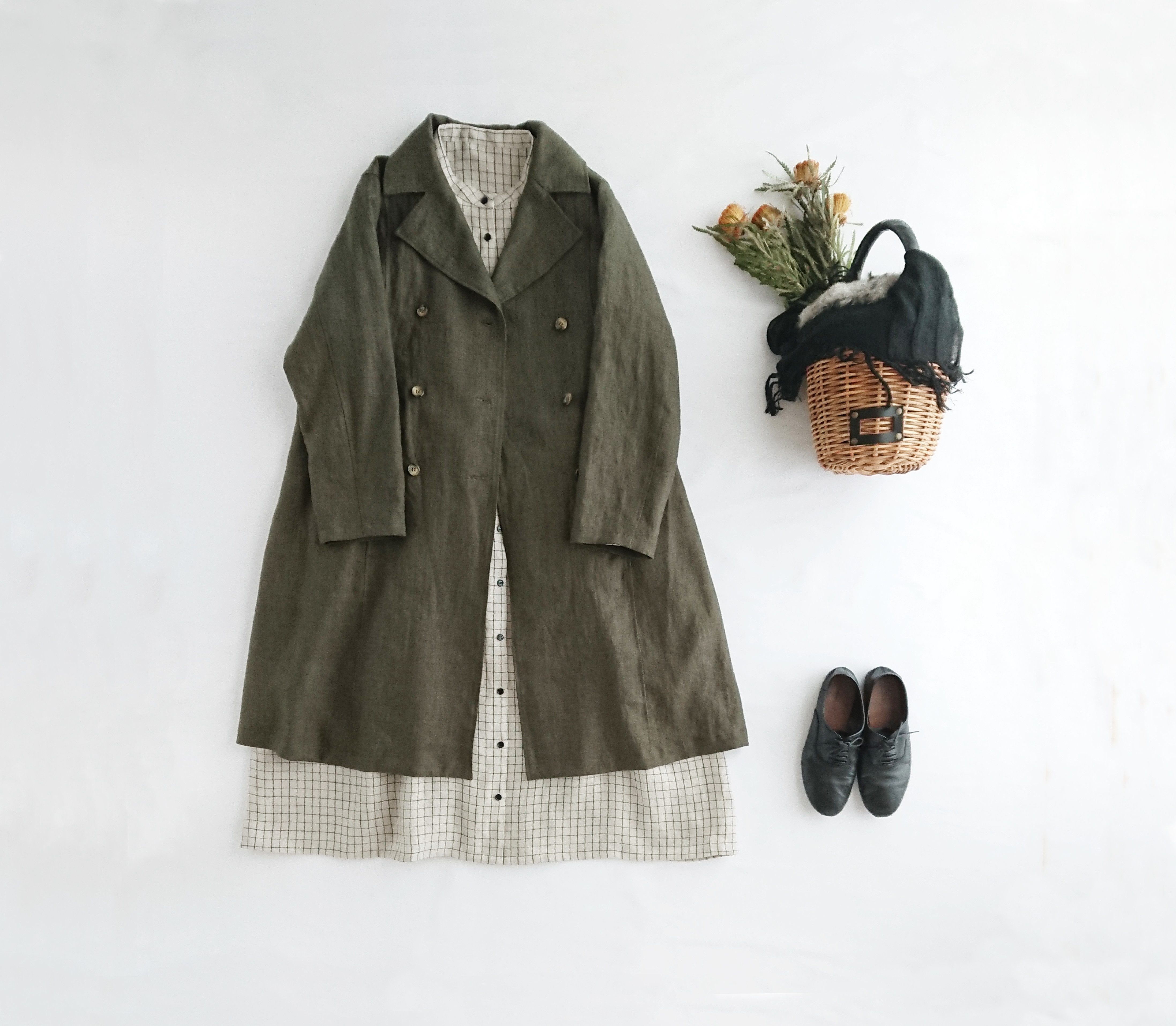 リネンピーコート　Khaki