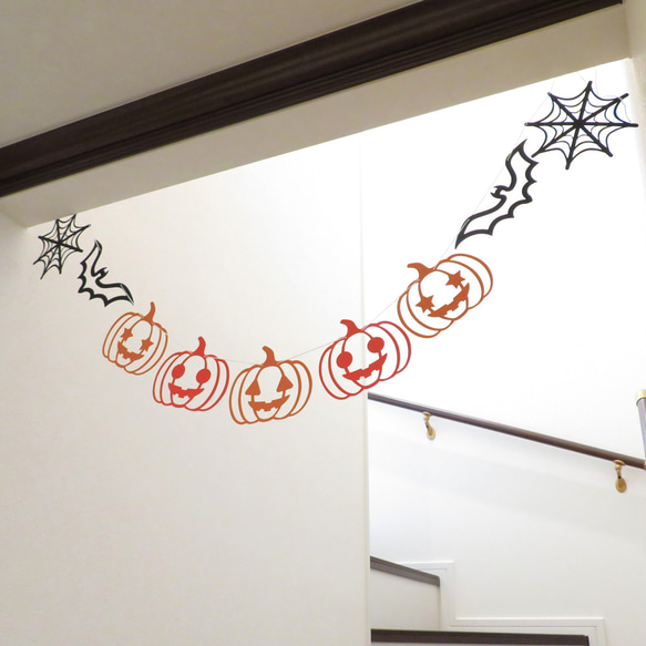 【ハロウィン】スマイルかぼちゃのガーランド　ホームパーティやおうちフォトの飾り付けに 5枚目の画像