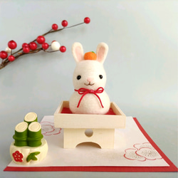 2023(卯年) 鏡餅なうさぎさんのお正月飾り☆羊毛フェルト【受注制作