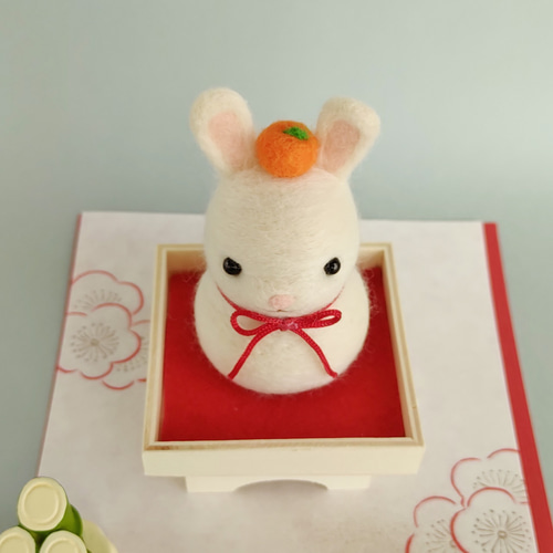 2023(卯年) 鏡餅なうさぎさんのお正月飾り☆羊毛フェルト【受注制作