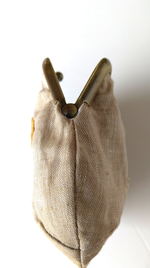 【手刺繍】パンのがま口-カードポケット付き 4枚目の画像