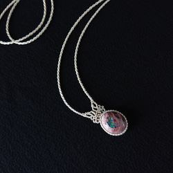 カンテラオパール　マクラメシルク(絹)ネックレス 2枚目の画像