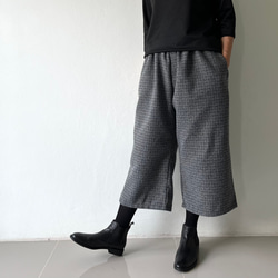 [送料無料.本日500円OFF]コットンウール ワイドパンツ／ゴムウエスト／体型カバー／大人カジュアル／通勤・普段着 8枚目の画像