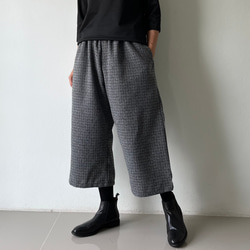 [送料無料.本日500円OFF]コットンウール ワイドパンツ／ゴムウエスト／体型カバー／大人カジュアル／通勤・普段着 9枚目の画像