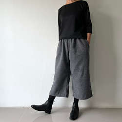 [送料無料.本日500円OFF]コットンウール ワイドパンツ／ゴムウエスト／体型カバー／大人カジュアル／通勤・普段着 12枚目の画像