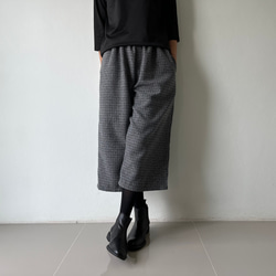 [送料無料.本日500円OFF]コットンウール ワイドパンツ／ゴムウエスト／体型カバー／大人カジュアル／通勤・普段着 10枚目の画像