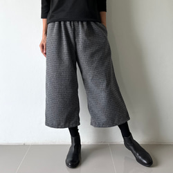 [送料無料.本日500円OFF]コットンウール ワイドパンツ／ゴムウエスト／体型カバー／大人カジュアル／通勤・普段着 11枚目の画像