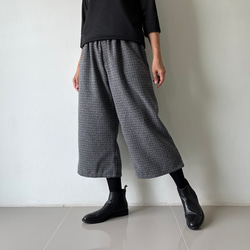 [送料無料.本日500円OFF]コットンウール ワイドパンツ／ゴムウエスト／体型カバー／大人カジュアル／通勤・普段着 2枚目の画像
