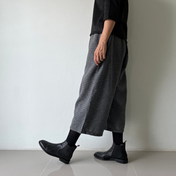 [送料無料.本日500円OFF]コットンウール ワイドパンツ／ゴムウエスト／体型カバー／大人カジュアル／通勤・普段着 7枚目の画像