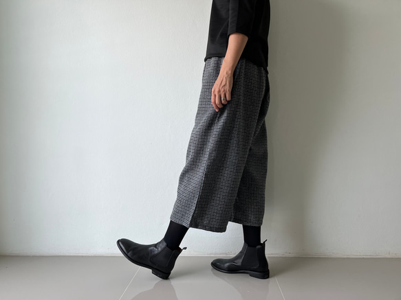 [送料無料.本日500円OFF]コットンウール ワイドパンツ／ゴムウエスト／体型カバー／大人カジュアル／通勤・普段着 7枚目の画像