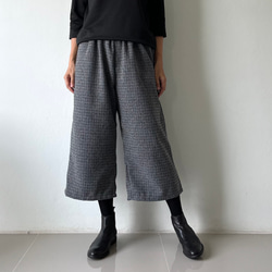 [送料無料.本日500円OFF]コットンウール ワイドパンツ／ゴムウエスト／体型カバー／大人カジュアル／通勤・普段着 3枚目の画像