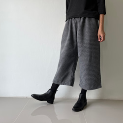 [送料無料.本日500円OFF]コットンウール ワイドパンツ／ゴムウエスト／体型カバー／大人カジュアル／通勤・普段着 6枚目の画像